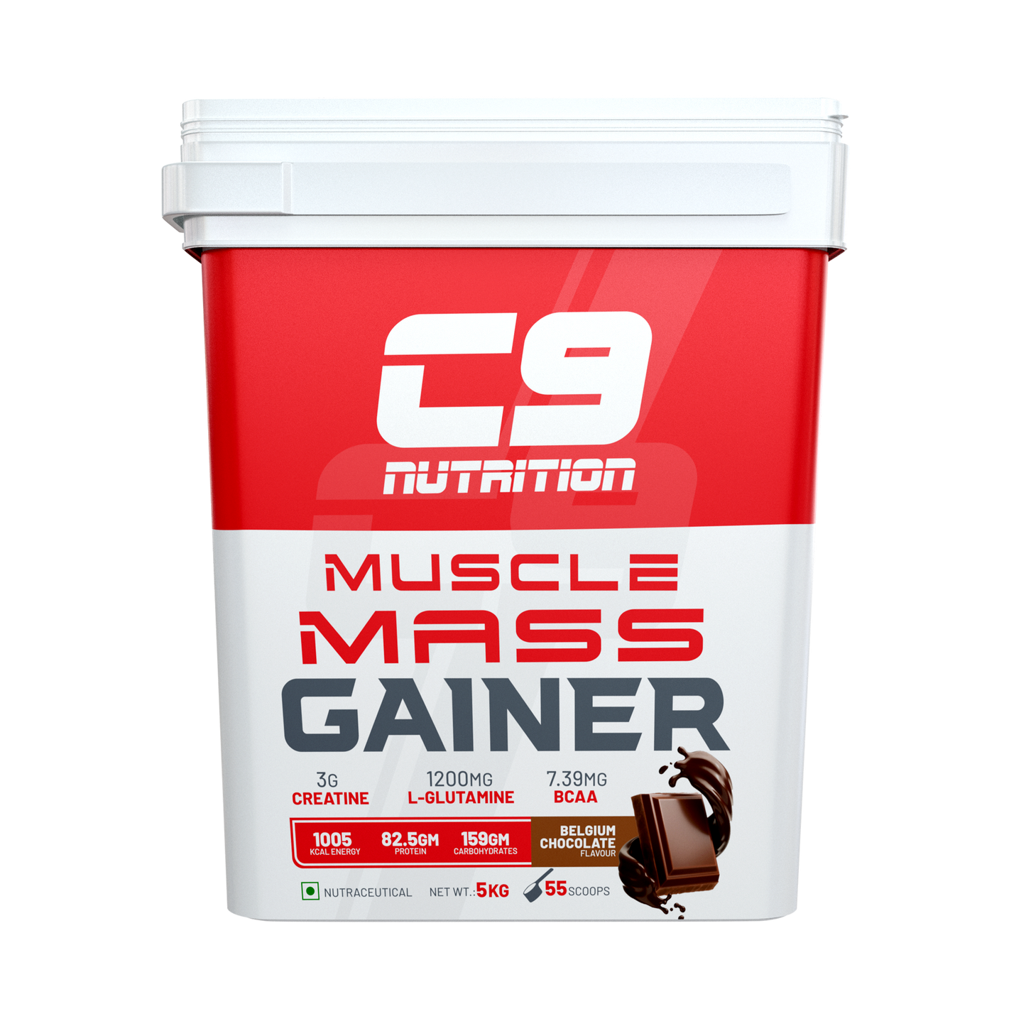 Muscle Mass Gainer | 82.5g Protein | 1005 Kcal | 159g Carbs | 3kg & 5kg | Belgium Chocolate Flavor