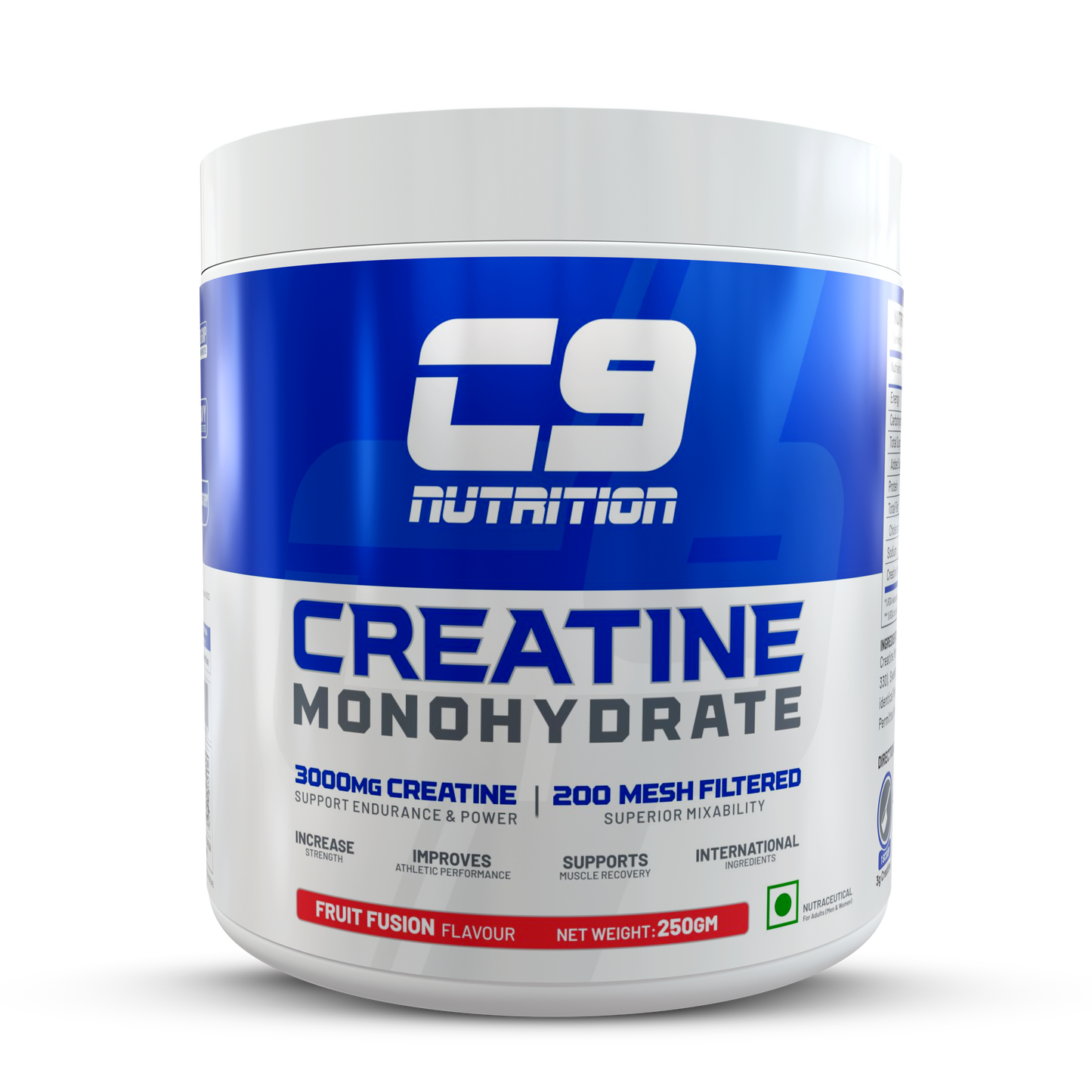 C9 Nutrition Pure Micronized Creatine Monohydrate | Increased Muscle Mass | Unflavoured | Gluten-Free | GMP Certified | Heavy Metal Tested