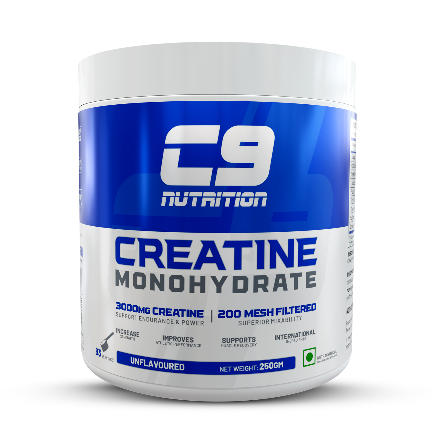 C9 Nutrition Pure Micronized Creatine Monohydrate | Increased Muscle Mass | Unflavoured | Gluten-Free | GMP Certified | Heavy Metal Tested