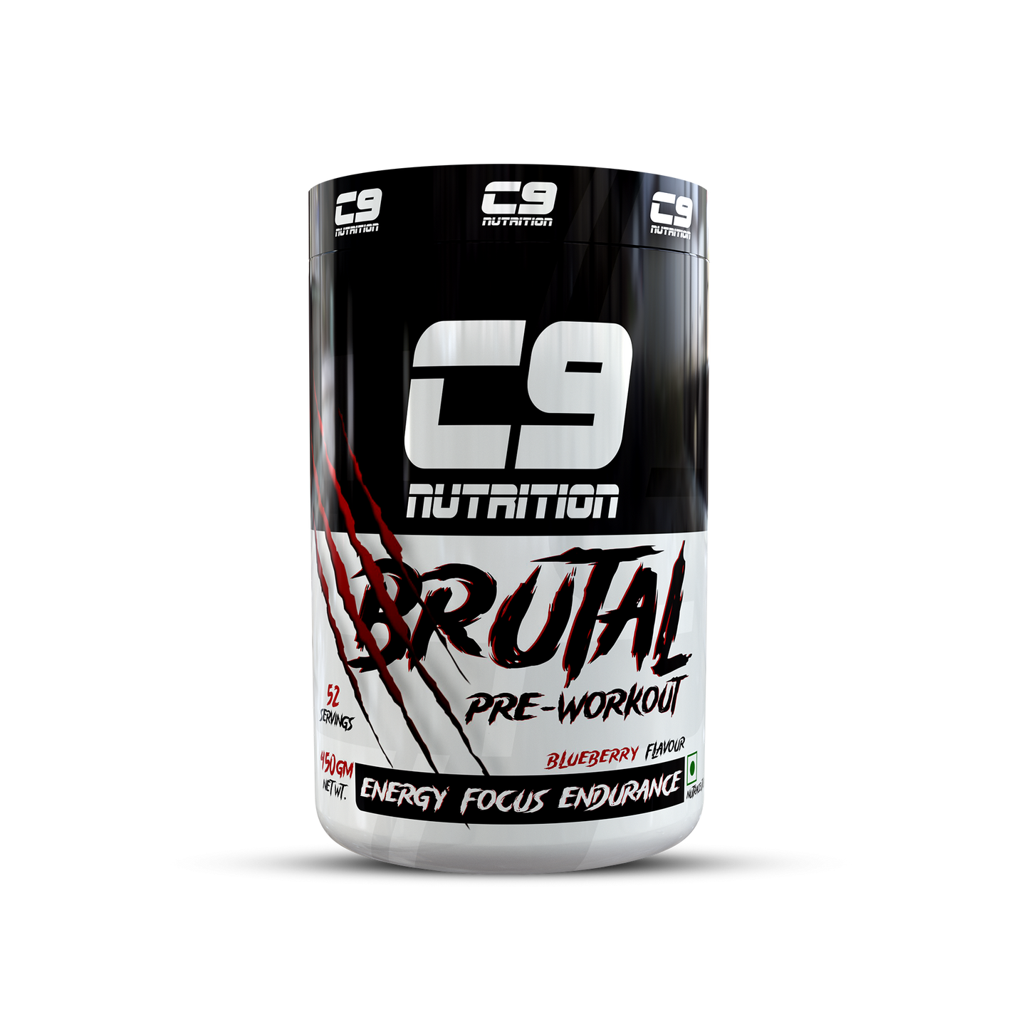 C9 Nutrition Brutal Pre-Workout | 200mg Caffeine, 52 Servings | Vegetarian, 450g
