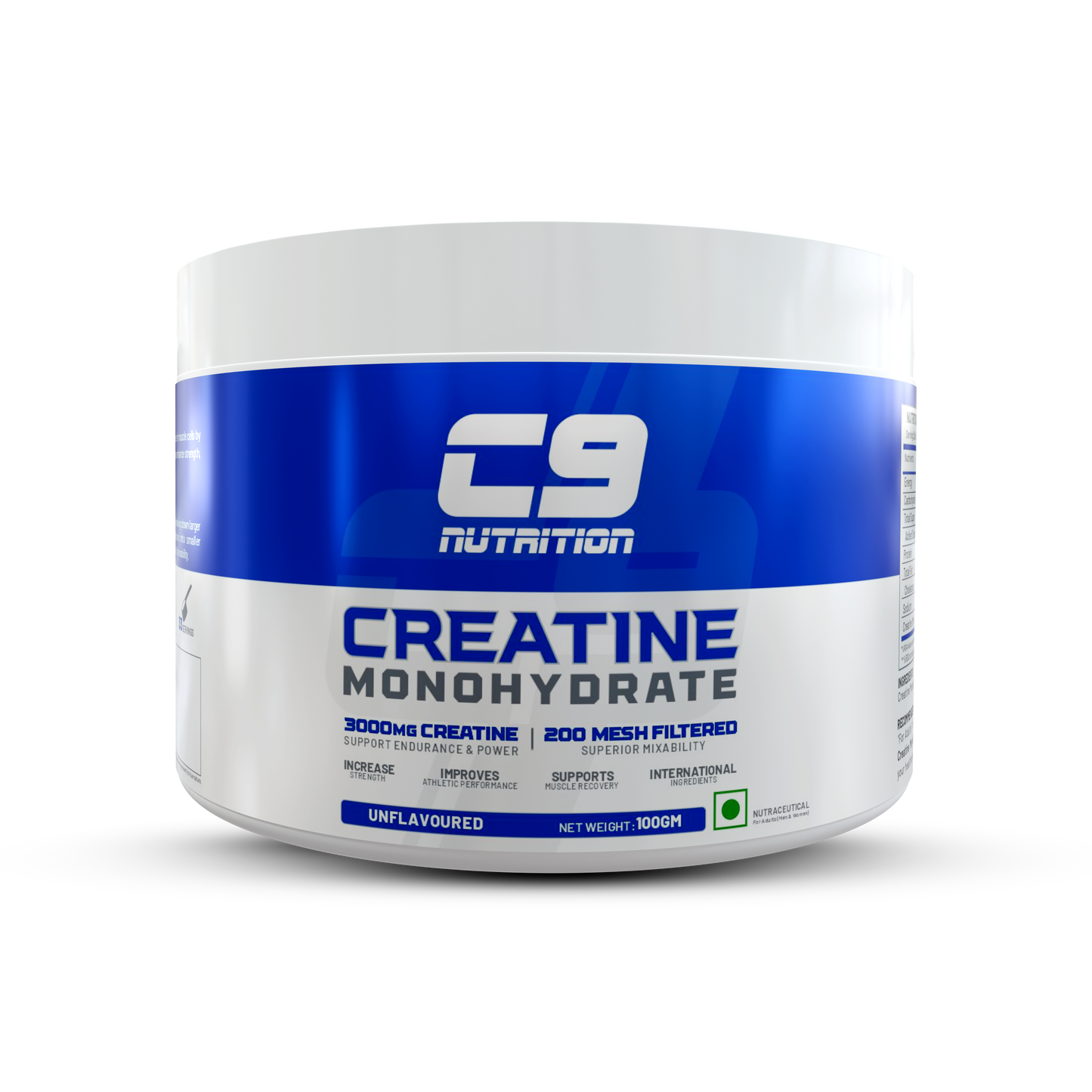 C9 Nutrition Pure Micronized Creatine Monohydrate | Increased Muscle Mass | Unflavoured | Gluten-Free | GMP Certified | Heavy Metal Tested