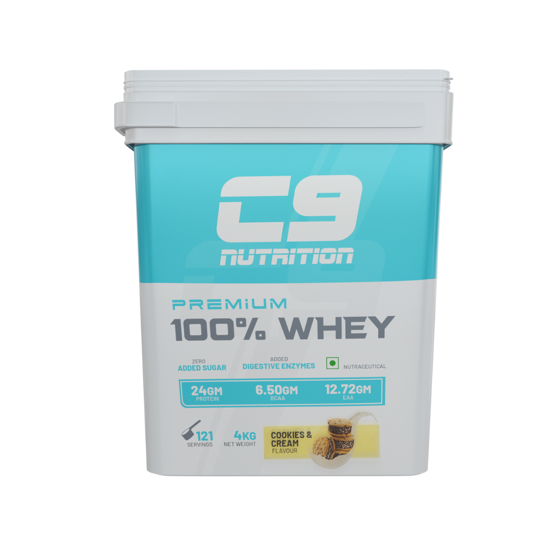 C9 Nutrition 100% Whey Protein | 24g Protein | 6.50g BCAA | Zero Sugar | Gluten-Free | ISO9001/GMP Certified