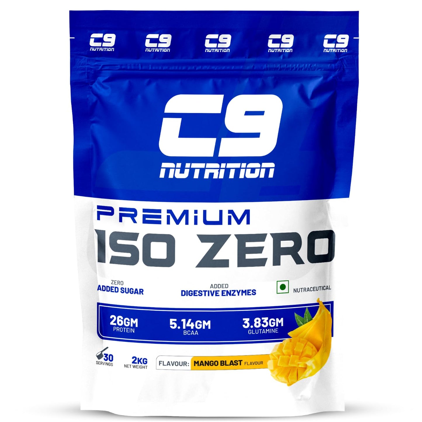 C9 Nutrition ISO ZERO Whey Isolate 26g Protein | Vegetarian | 5.14g BCAA | 3.83g Glutamine | Gluten-Free & Lab Tested