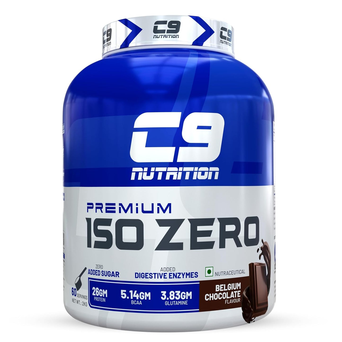 C9 Nutrition ISO ZERO Whey Isolate 26g Protein | Vegetarian | 5.14g BCAA | 3.83g Glutamine | Gluten-Free & Lab Tested