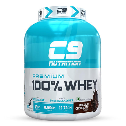 C9 Nutrition 100% Whey Protein | 24g Protein | 6.50g BCAA | Zero Sugar | Gluten-Free | ISO9001/GMP Certified