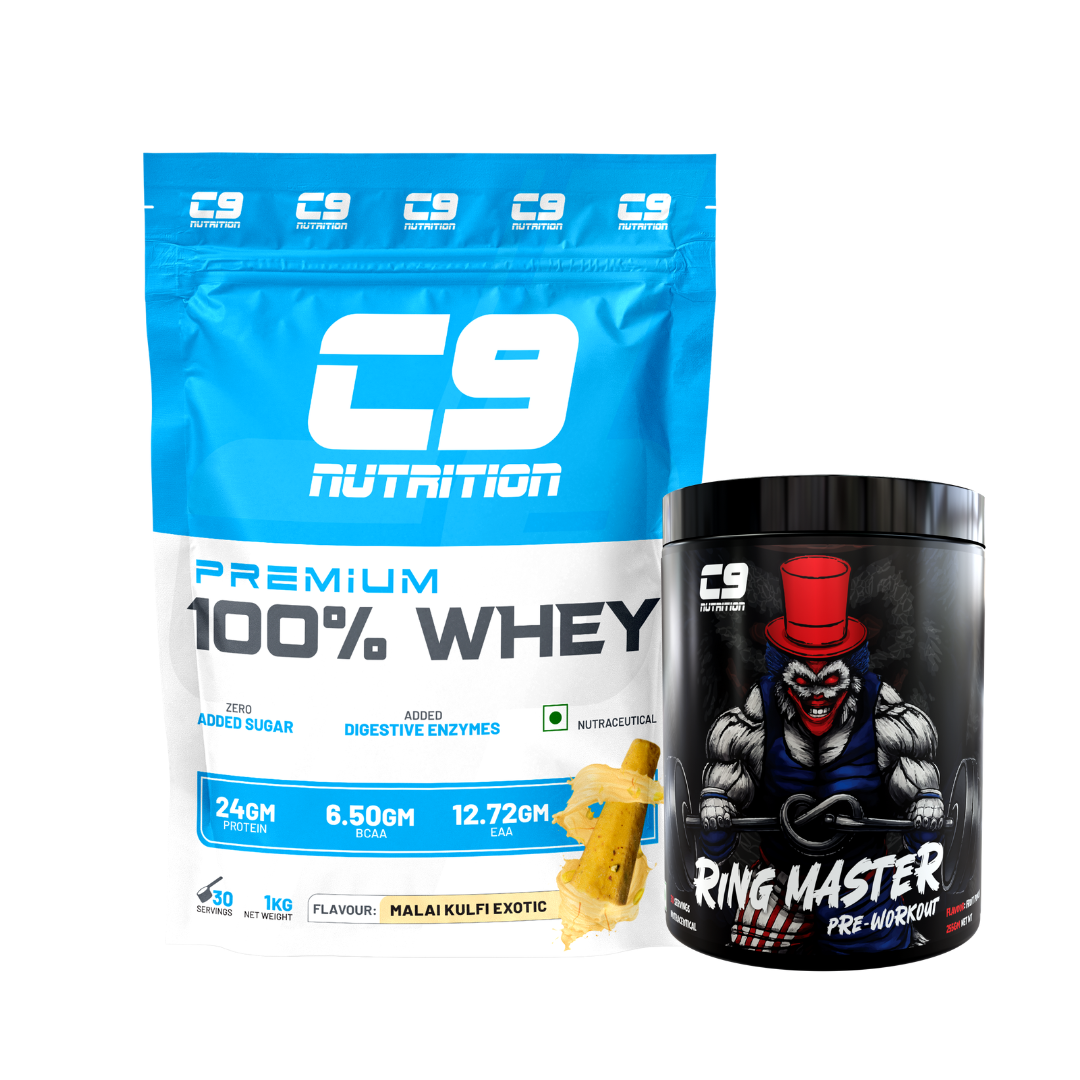 C9 Nutrition 100% Whey Protein | 24g Protein | 6.50g BCAA | Zero Sugar | Gluten-Free | ISO9001/GMP Certified