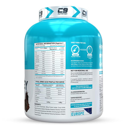 C9 Nutrition 100% Whey Protein | 24g Protein | 6.50g BCAA | Zero Sugar | Gluten-Free | ISO9001/GMP Certified