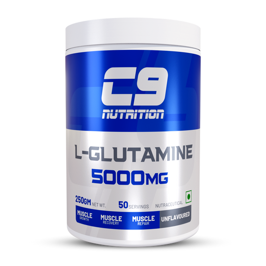 C9 Nutrition L-Glutamine Powder 250g | 50 Servings | Unflavoured | Boost Recovery & Performance