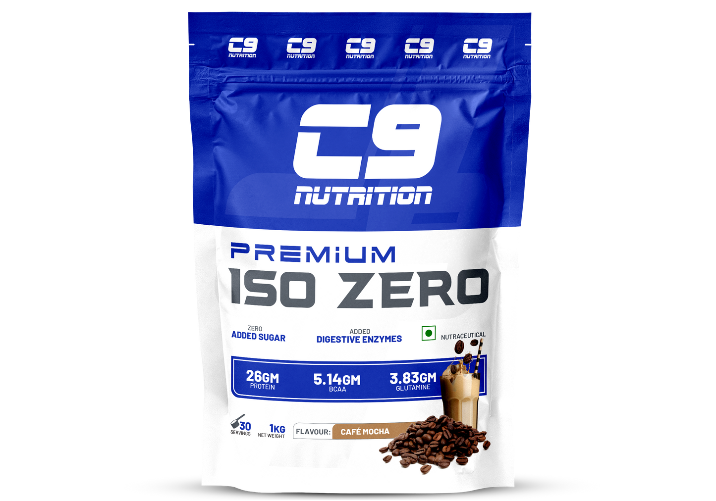 C9 Nutrition ISO ZERO Whey Isolate 26g Protein | Vegetarian | 5.14g BCAA | 3.83g Glutamine | Gluten-Free & Lab Tested