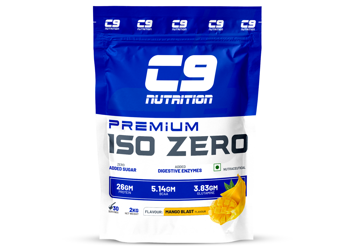 C9 Nutrition ISO ZERO Whey Isolate 26g Protein | Vegetarian | 5.14g BCAA | 3.83g Glutamine | Gluten-Free & Lab Tested