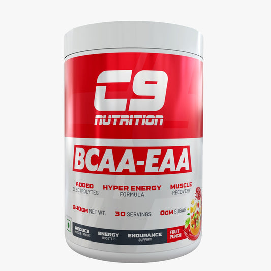 C9 Nutrition BCAA + EAA Powder | 5000mg BCAA, 9000mg EAA | Sugar-Free | 30 Servings | Vegetarian | 300g