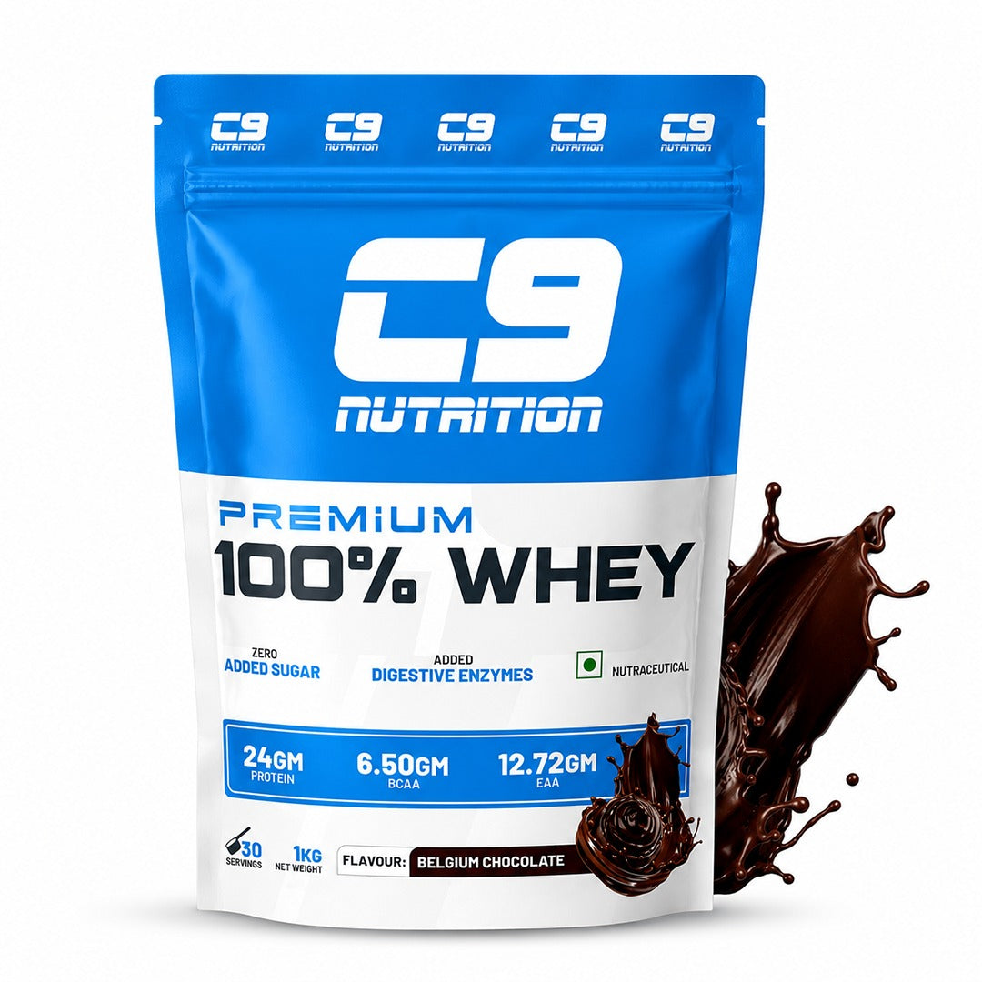 C9 Nutrition 100% Whey Protein | 24g Protein | 6.50g BCAA | Zero Sugar | Gluten-Free | ISO9001/GMP Certified